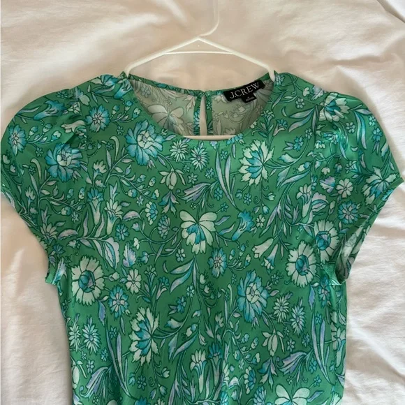 J. Crew | Dresses | Jcrew Green Floral Dress In Liberty Fabric | Poshmark